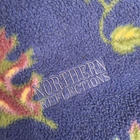 VINTAGE 90s shacket floral button front blue fleece button up jacket M - Picture 5 of 10